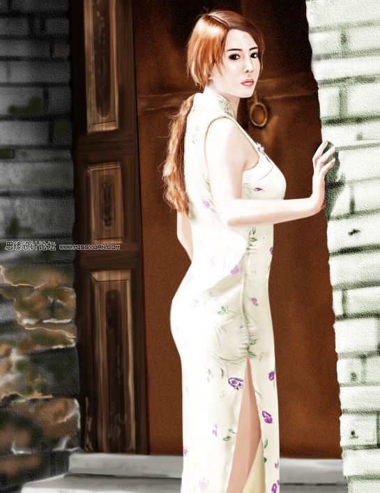 photoshop教程:手绘中国风的旗袍美女